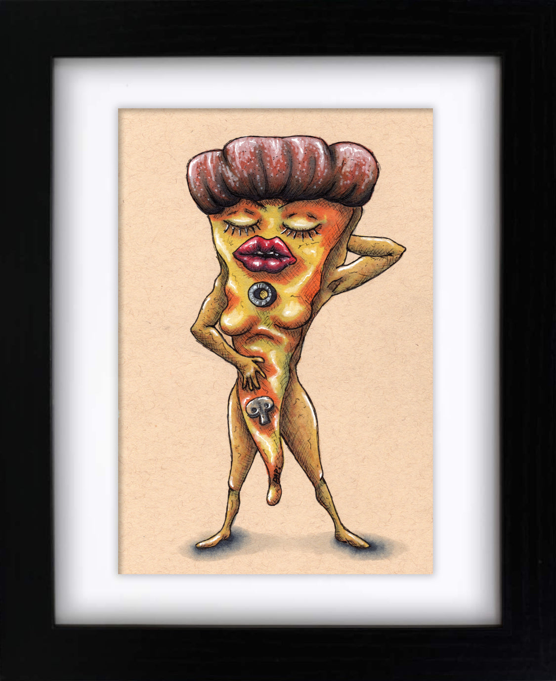 Hot Pizza Ass (framed original)