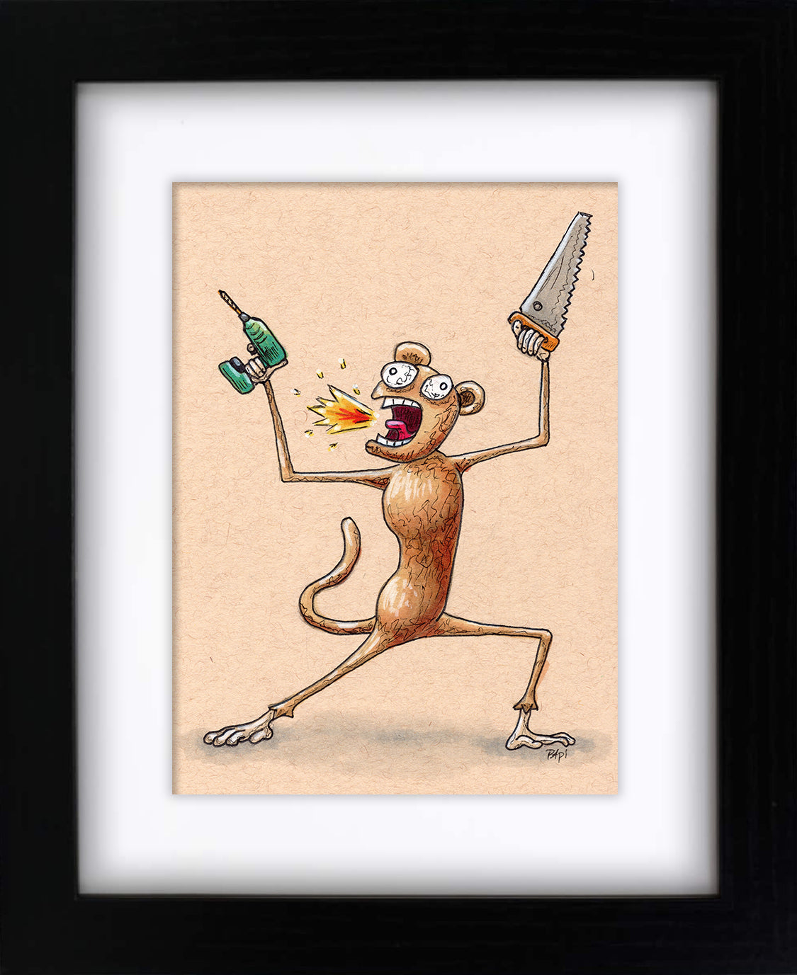 Monkey Carpentry (framed original)