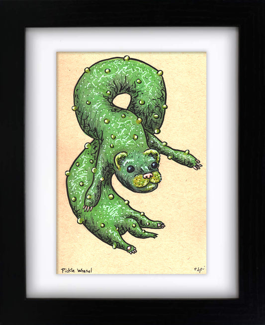 Pickle Weasel (framed original)